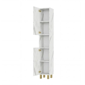 Szafka Łazienkowa Słupek Stojąca Półki Biały Marmur Terra 02